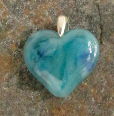Glacier Blue Glass Heart Pendant