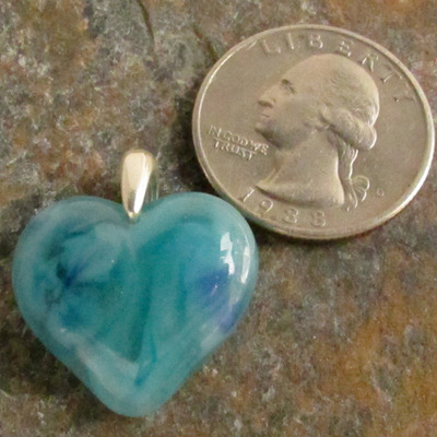 Glacier blue glass heart pendant