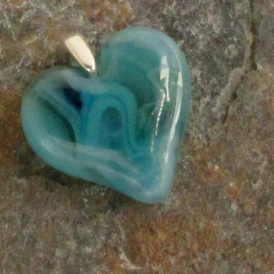 Glacier blue glass heart pendant