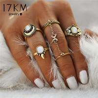 5 Pieces Set Boho Beach Flower Tibetan Moon And Sun Midi Ring Sets - Thumbnail 4