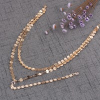 Multi Layer Sequins Rhinestone Tassel Pendant Choker Chain Necklace - Thumbnail 2