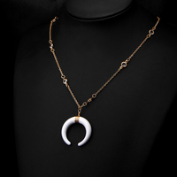 Elegant Crystal Moon Charm Necklace in Silver and Gold - Thumbnail 1