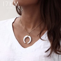 Elegant Crystal Moon Charm Necklace in Silver and Gold - Thumbnail 3