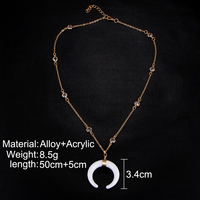 Elegant Crystal Moon Charm Necklace in Silver and Gold - Thumbnail 4