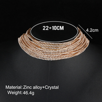 Multi layer Rhinestone Crystal necklace in Silver and Gold - Thumbnail 3