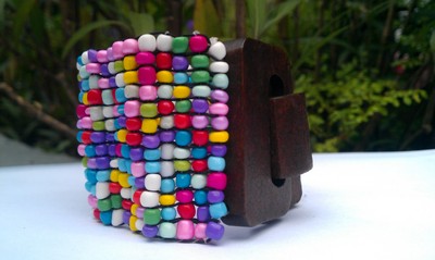 Mosaic Bead w/ Wood Buckle