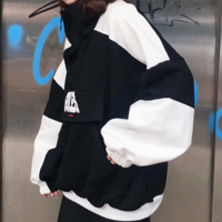 Free Shipping-GHETTO HALF ZIP HIGH NECK SWEATER - Thumbnail 3