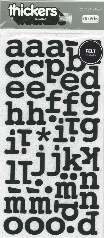 Thickers Black Pajama Felt Letter Stickers 6x11"