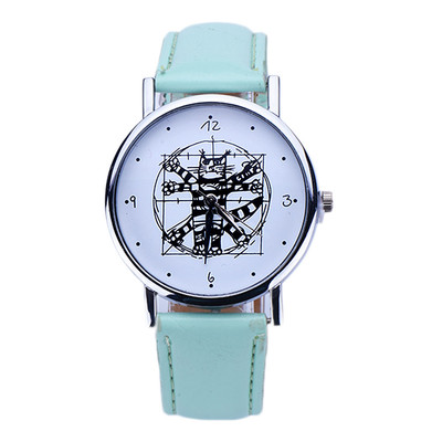 Cut Cartoon Cat Leather Strap Watches for Women