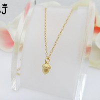 Cute Acorn Oak Charm Necklace - Thumbnail 3