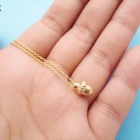 Cute Acorn Oak Charm Necklace - Thumbnail 4