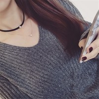 Layered Crystal Charm Choker Necklace - Thumbnail 4