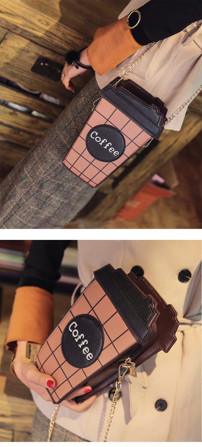 Super Cute Coffee Cup Design Chain Shoulder Bag