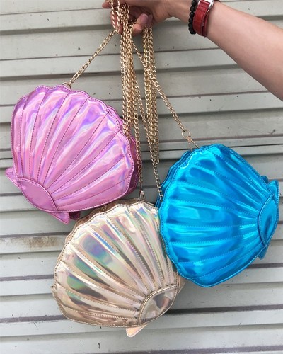 Gorgeous Mermaid Shell Holographic Ladies Cross body Chain Shoulder Bag