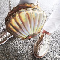 Gorgeous Mermaid Shell Holographic Ladies Cross body Chain Shoulder Bag - Thumbnail 2