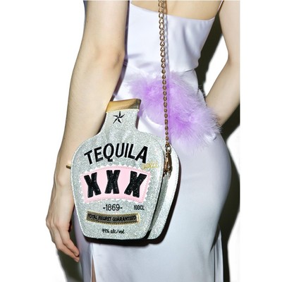 Sequined Tequila Design Chain Shoulder Bag Cross body Bag