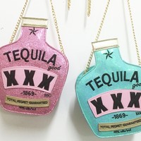 Sequined Tequila Design Chain Shoulder Bag Cross body Bag - Thumbnail 1