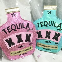 Sequined Tequila Design Chain Shoulder Bag Cross body Bag - Thumbnail 2