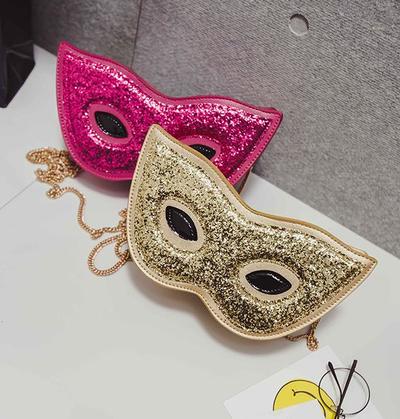 Sequin Carnival Mask Chain Shoulder Bag Cross body Bags