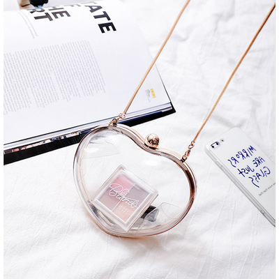 Stylish love heart shape transparent shoulder bag cross body bag