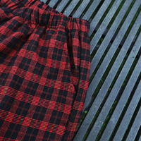 VINTAGE RED CHECKER WIDE LEG PANTS - Thumbnail 4