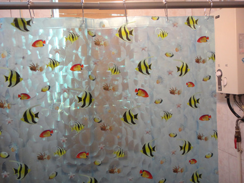 3D Lovely Little Fish PEVA 180 x 180 cm Plastic Shower Curtain Set with Hook