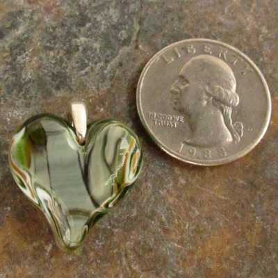 Earthtone glass heart pendant