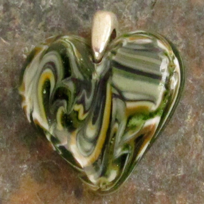 Earthtone glass heart pendant