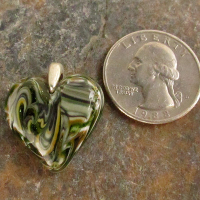 Earthtone glass heart pendant
