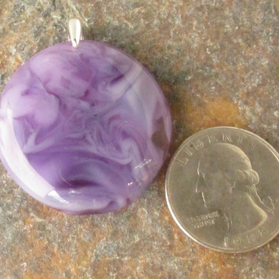 Purple pastel glass pendant medium