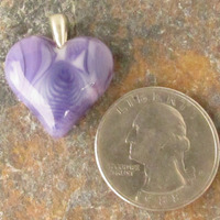 Purple Pastel Glass Heart Pendant - Thumbnail 1