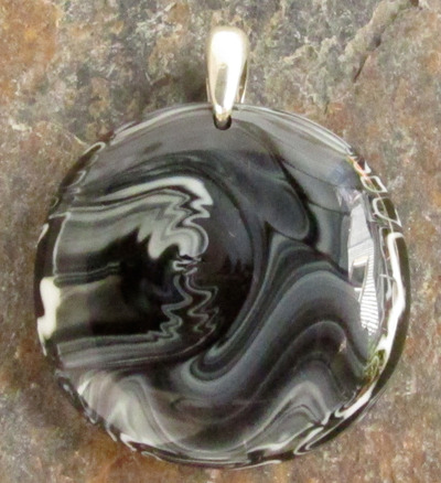 Black and White Glass Pendant Medium