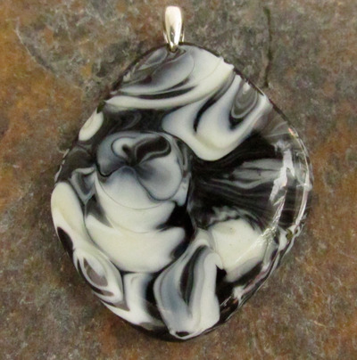 Black and White Glass Pendant Large