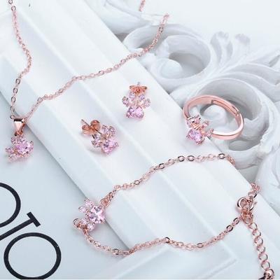 Cute rose gold ring necklace earrings bracelet set - Thumbnail 5