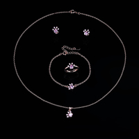Cute Rose Gold Ring Necklace Earrings Bracelet Set - Thumbnail 2