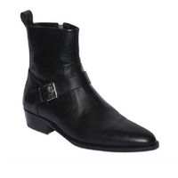 HANDMADE MEN BLACK LEATHER BOOT SIDE ZIPPER MONK BOOTS - Thumbnail 1