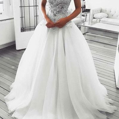 Elegant sweetheart white wedding dress bridal dresses with appliques - Thumbnail 4