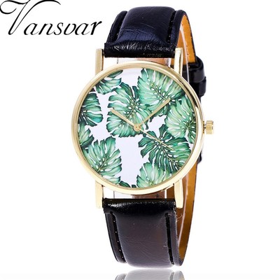 Classy tropical leaf print watches