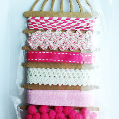 Michaels carded ribbon - pink mix - 6 x 1 yard