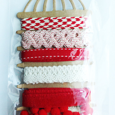 Michaels carded ribbon - red mix - 6 x 1 yard