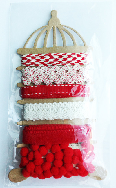 Michaels Carded Ribbon - Red Mix - 6 x 1 yard