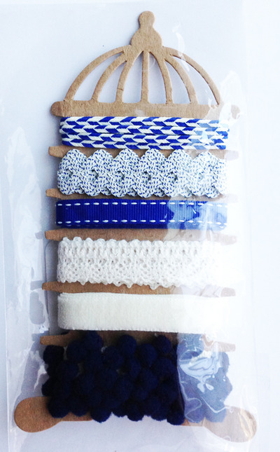 Michaels Carded Ribbon - Blue Mix - 6 x 1 yard