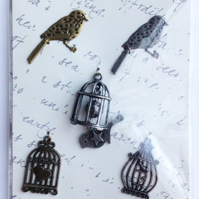 Michaels bird metal embellishments 5pcs