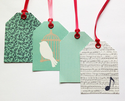 Blue & Turquoise Tags 4pcs - 3.5 x 2.5"