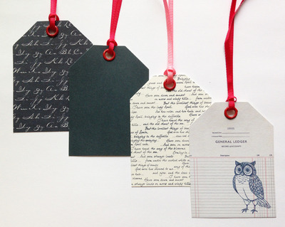 Navy Blue Tags 4pcs - 3.5 x 2.5"