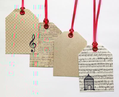 Navy Blue & Kraft Tags 4pcs - 3.5 x 2.5"