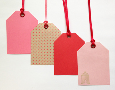 Pink Tags 4pcs - 3.5 x 2.5"