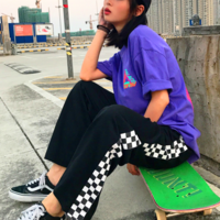 Free Shipping-SIDE CHECKER WIDE LEG PANTS - Thumbnail 2