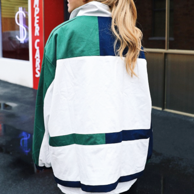 Ghetto color block jacket in white