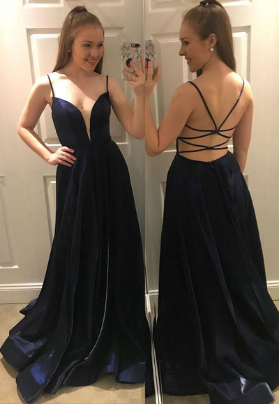 Simple Criss Cross Long Prom Dresses Evening Gowns